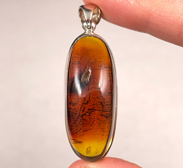 Red AMBER Pendant - Crystal Pendant, Fine Jewelry, Healing Crystals and Stones, 52628-Throwin Stones