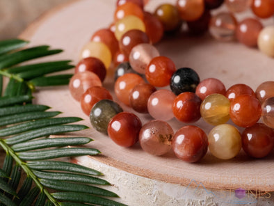 Red RUTILATED QUARTZ Crystal Bracelet - Round Beads - Beaded Bracelet, Handmade Jewelry, Healing Crystal Bracelet, E0620-Throwin Stones