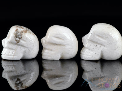 SCOLECITE Crystal Skull - Gothic Home Decor, Memento Mori, Halloween Decor, E1668-Throwin Stones