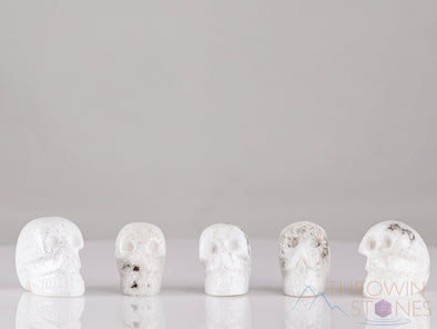 SCOLECITE Crystal Skull - Gothic Home Decor, Memento Mori, Halloween Decor, E1668-Throwin Stones