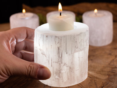 SELENITE Candle Holder - Raw Selenite Crystal, Tea Light Holder, Housewarming Gift, Home Decor, E1227-Throwin Stones