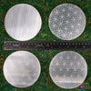 SELENITE Charging Plate - White Circle, Flower of Life - Selenite Plate, Crystal Charging Plate, Crystal Tray, E1902-Throwin Stones