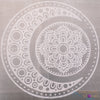 SELENITE Charging Plate - White Laser Engraved Crescent Moon Mandala Square - Crystal Charging Plate, Crystal Tray, E1891-Throwin Stones