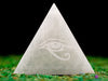 SELENITE Charging Plate - White Laser Engraved Egyptian Eye of Horus Triangle - Crystal Charging Plate, Crystal Tray, E1899-Throwin Stones