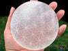 SELENITE Charging Plate - White Laser Engraved Flower of Life Disc - Crystal Charging Plate, Crystal Tray, E1902-Throwin Stones