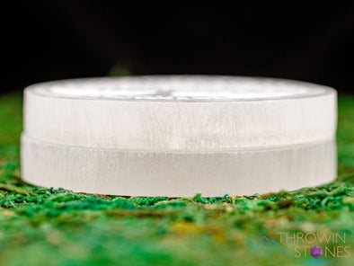 SELENITE Charging Plate - White Laser Engraved Tree of Life Disc - Crystal Charging Plate, Crystal Tray, E1898-Throwin Stones