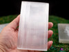 SELENITE Charging Plate - White Laser Engraved Triple Moon Rectangle - Crystal Charging Plate, Crystal Tray, E1909-Throwin Stones