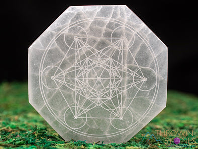 SELENITE Charging Plate - White Octagon Honeycomb, Metatrons Cube - Selenite Plate, Crystal Charging Plate, Crystal Tray, E1892-Throwin Stones