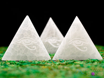 SELENITE Charging Plate - White Triangle, Eye of Horus - Selenite Plate, Crystal Charging Plate, Crystal Tray, E1899-Throwin Stones