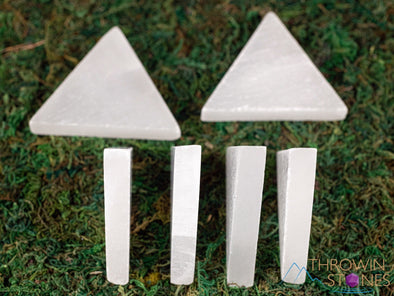 SELENITE Charging Plate - White Triangle - Selenite Plate, Crystal Charging Plate, Crystal Tray, E2098-Throwin Stones