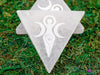 SELENITE Charging Plate - White Triangle, Triple Goddess - Selenite Plate, Crystal Charging Plate, Crystal Tray, E1897-Throwin Stones