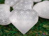 SELENITE Crystal Heart - Flower of Life - Sacred Geometry, Self Care, Healing Crystals and Stones, E1910-Throwin Stones