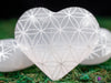 SELENITE Crystal Heart - Flower of Life - Sacred Geometry, Self Care, Healing Crystals and Stones, E1910-Throwin Stones