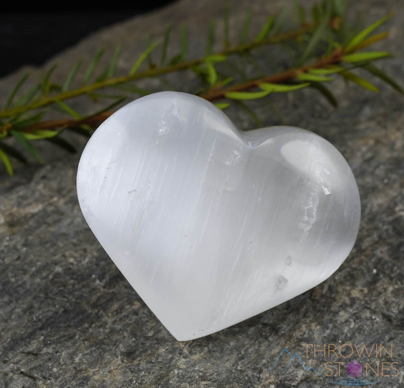 SELENITE Crystal Heart - Large - Self Care, Home Decor, Healing Crystals and Stones, E0181-Throwin Stones