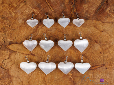 SELENITE Crystal Heart Pendant - Crystal Pendant, Handmade Jewelry, Healing Crystals and Stones, E2024-Throwin Stones