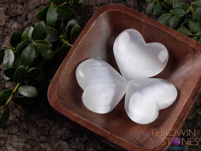 SELENITE Crystal Heart - Small - Self Care, Mom Gift, Home Decor, Healing Crystals and Stones, E1023-Throwin Stones