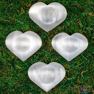 SELENITE Heart Crystal Bowl - Selenite Charging Bowl, Bowl for Crystals, Jewelry Dish, E1896-Throwin Stones
