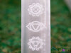 SELENITE WAND - Chakra Symbols - Selenite Sticks, Crystal Wand, Selenite Charging Station, E1905-Throwin Stones