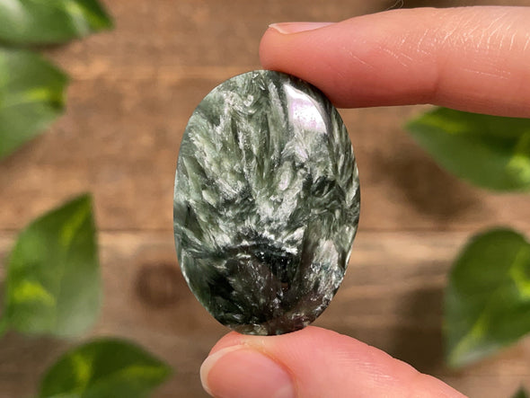 SERAPHINITE Cabochon - Oval - Gemstones, Jewelry Making, Crystals, 47801-Throwin Stones