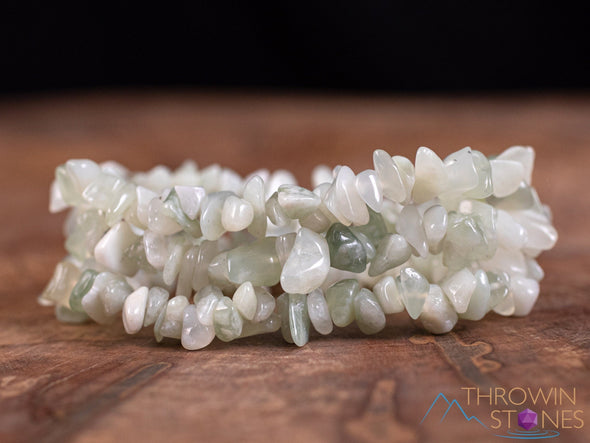 SERPENTINE Crystal Bracelet - Chip Beads - Beaded Bracelet, Handmade Jewelry, Healing Crystal Bracelet, E1941-Throwin Stones