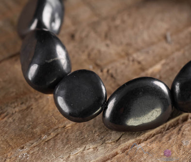 SHUNGITE Crystal Bracelet - Tumbled Beads - Beaded Bracelet, EMF Protection Jewelry, Healing Stone Bracelet, E0277-Throwin Stones
