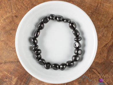 SHUNGITE Crystal Bracelet - Tumbled Beads - Beaded Bracelet, EMF Protection Jewelry, Healing Stone Bracelet, E0277-Throwin Stones