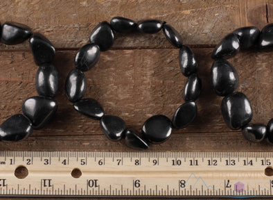 SHUNGITE Crystal Bracelet - Tumbled Beads - Beaded Bracelet, EMF Protection Jewelry, Healing Stone Bracelet, E0277-Throwin Stones