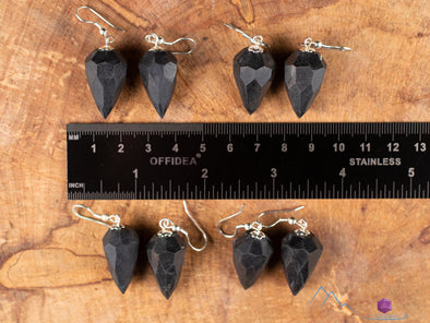 SHUNGITE Crystal Earrings - Faceted Pendulum - Dangle Earrings, Handmade Jewelry, Healing Crystals and Stones, E1985-Throwin Stones