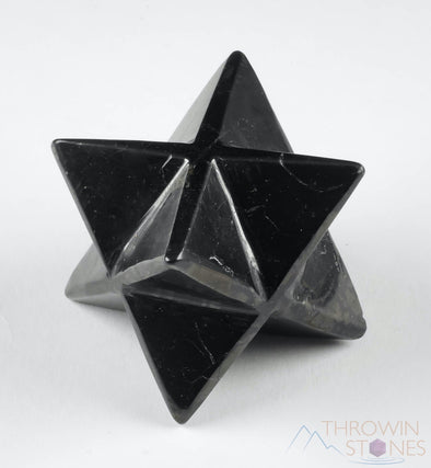 SHUNGITE Crystal Merkaba - Star, Sacred Geometry, EMF Protection, Gothic Home Decor, E0124-Throwin Stones