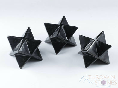 SHUNGITE Crystal Merkaba - Star, Sacred Geometry, EMF Protection, Gothic Home Decor, E0124-Throwin Stones