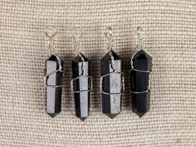 SHUNGITE Crystal Pendant - Wire Wrapped Stone Necklace, Mini Point EMF Protection Jewelry, E0312-Throwin Stones