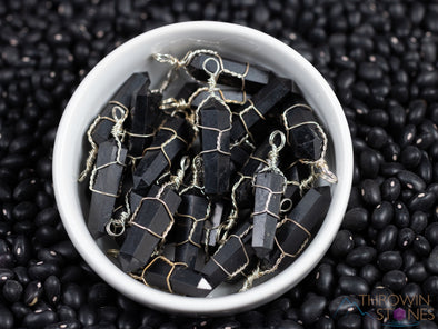 SHUNGITE Crystal Pendant - Wire Wrapped Stone Necklace, Mini Point EMF Protection Jewelry, E0312-Throwin Stones