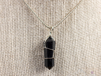 SHUNGITE Crystal Pendant - Wire Wrapped Stone Necklace, Mini Point EMF Protection Jewelry, E0312-Throwin Stones