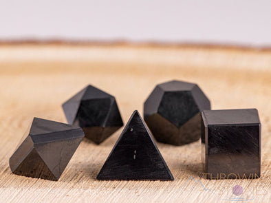 SHUNGITE Crystal Platonic Solids - Sacred Geometry, Crystal Set, Metaphysical, Healing Crystals and Stones, E0307-Throwin Stones