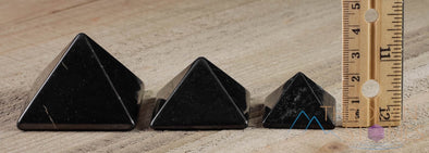 SHUNGITE Crystal Pyramid - Sacred Geometry Stone Carving, Ancient Shaped Meditation Tool, E0308-Throwin Stones