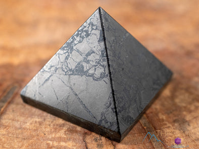 SHUNGITE Crystal Pyramid - Sacred Geometry Stone Carving, Ancient Shaped Meditation Tool, E0308-Throwin Stones