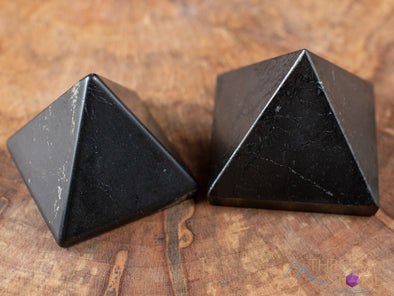 SHUNGITE Crystal Pyramid - Sacred Geometry Stone Carving, Ancient Shaped Meditation Tool, E0308-Throwin Stones