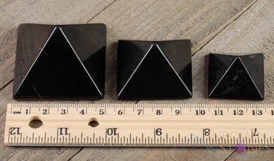 SHUNGITE Crystal Pyramid - Sacred Geometry Stone Carving, Ancient Shaped Meditation Tool, E0308-Throwin Stones