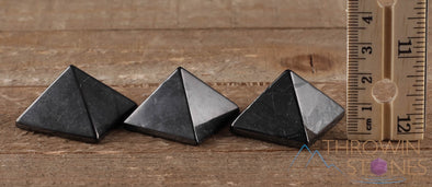 SHUNGITE Crystal Pyramid - Sacred Geometry Stone Carving, Ancient Shaped Meditation Tool, E0308-Throwin Stones