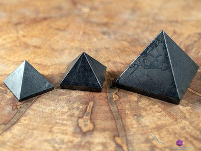 SHUNGITE Crystal Pyramid - Sacred Geometry Stone Carving, Ancient Shaped Meditation Tool, E0308-Throwin Stones