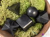 SHUNGITE Crystal Sacred Geometry Set - Crystal Sphere, Cube, Merkaba - Healing Crystals Set, Beginner Crystal Kit, E2146-Throwin Stones