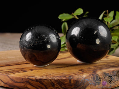 SHUNGITE Crystal Sphere - Crystal Ball, EMF Protection, Gothic Home Decor, E0278-Throwin Stones