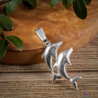 SILVER Dolphin Pendant - Mermaid Beach Ocean Charm, Silver Fine Jewelry, E1510-Throwin Stones