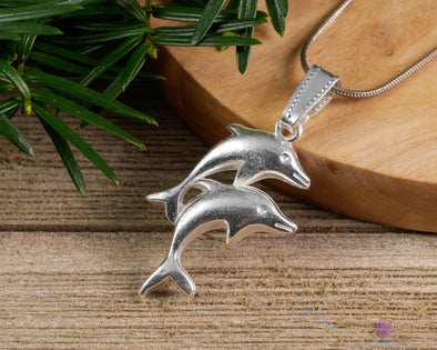 SILVER Dolphin Pendant - Mermaid Beach Ocean Charm, Silver Fine Jewelry, E1510-Throwin Stones