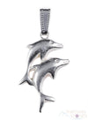 SILVER Dolphin Pendant - Mermaid Beach Ocean Charm, Silver Fine Jewelry, E1510-Throwin Stones