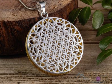 SILVER & GOLD Flower of Life Merkaba Pendant - Sacred Geometry Seed of Life, Fine Jewelry Gift for Him, E1502-Throwin Stones