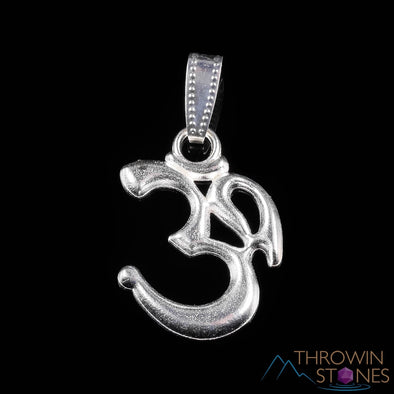 SILVER Om Pendant - Yoga Namaste Charm, Silver Fine Jewelry, E1508-Throwin Stones