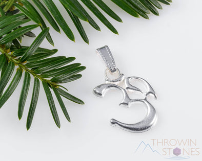 SILVER Om Pendant - Yoga Namaste Charm, Silver Fine Jewelry, E1508-Throwin Stones