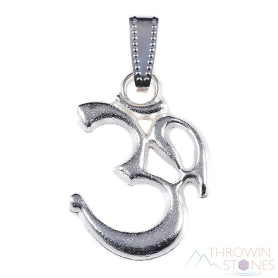 SILVER Om Pendant - Yoga Namaste Charm, Silver Fine Jewelry, E1508-Throwin Stones