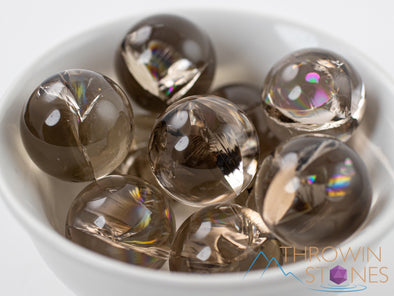 SMOKY QUARTZ Crystal Sphere, with Rainbow Flash - Crystal Ball, Housewarming Gift, Home Decor, E1812-Throwin Stones